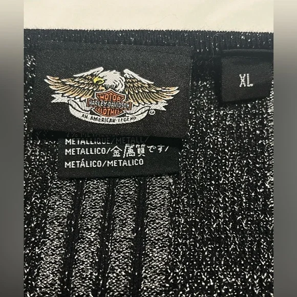 Harley-Davidson Women”s  Black & Silver Metallic LS Stretch Top Blouse Size XL - Picture 6 of 12